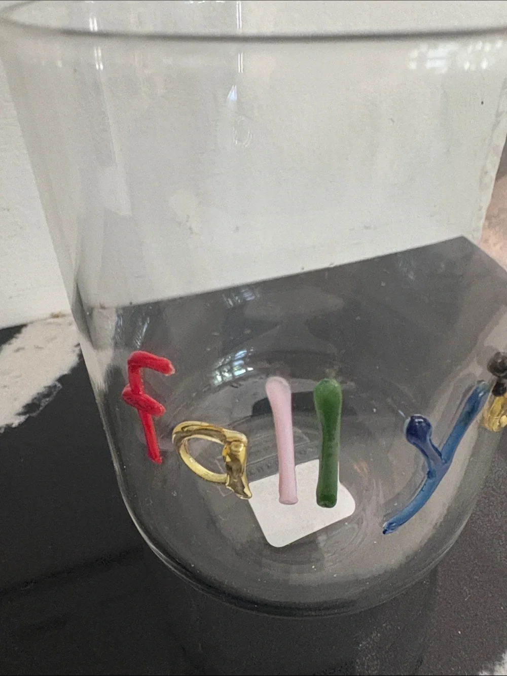 Anthropologie Clear Glass Tumbler with Multicolored 'fall y'all' Lettering